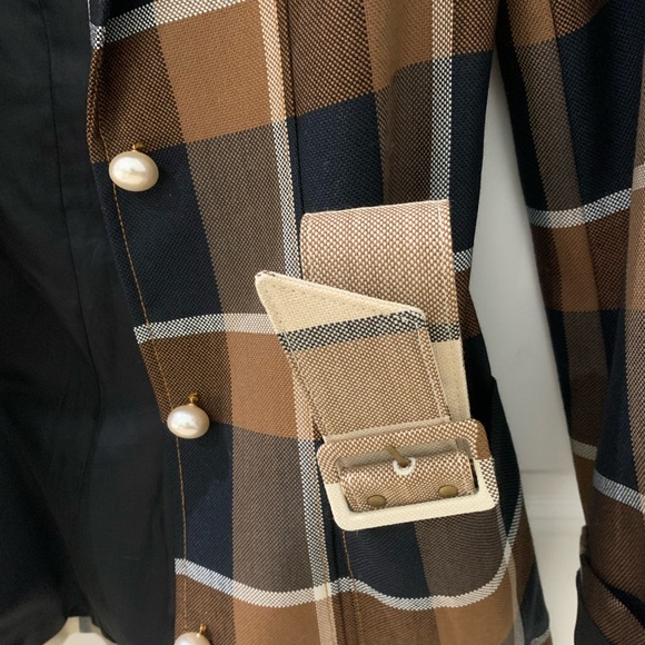 STAUD Plaid Blazer in Brown, Cream, and Black - Picture 6 of 14